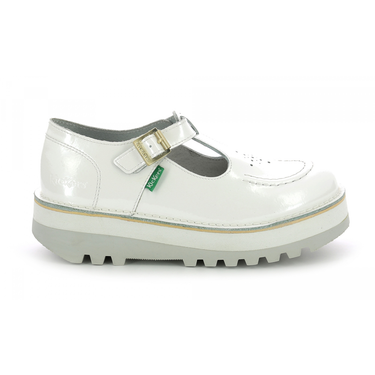 дупка отричам Безкраен Kickoustrap white patent T-strap shoes for woman - Kickers © Official  website