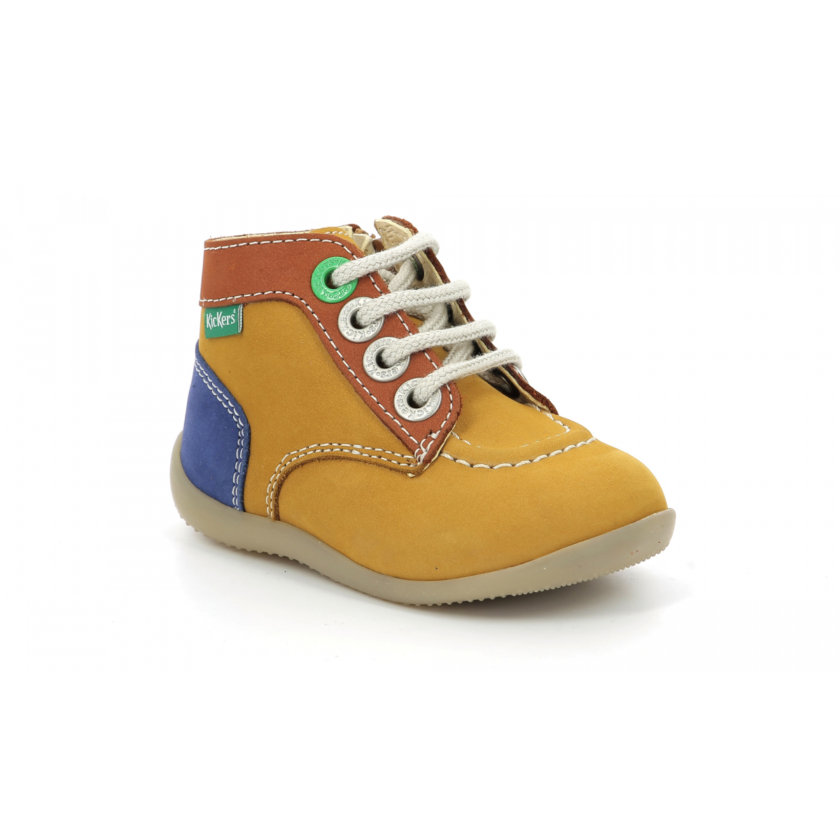 Bonzip yellow, and blue ankle boots for boy - Kickers © Official website