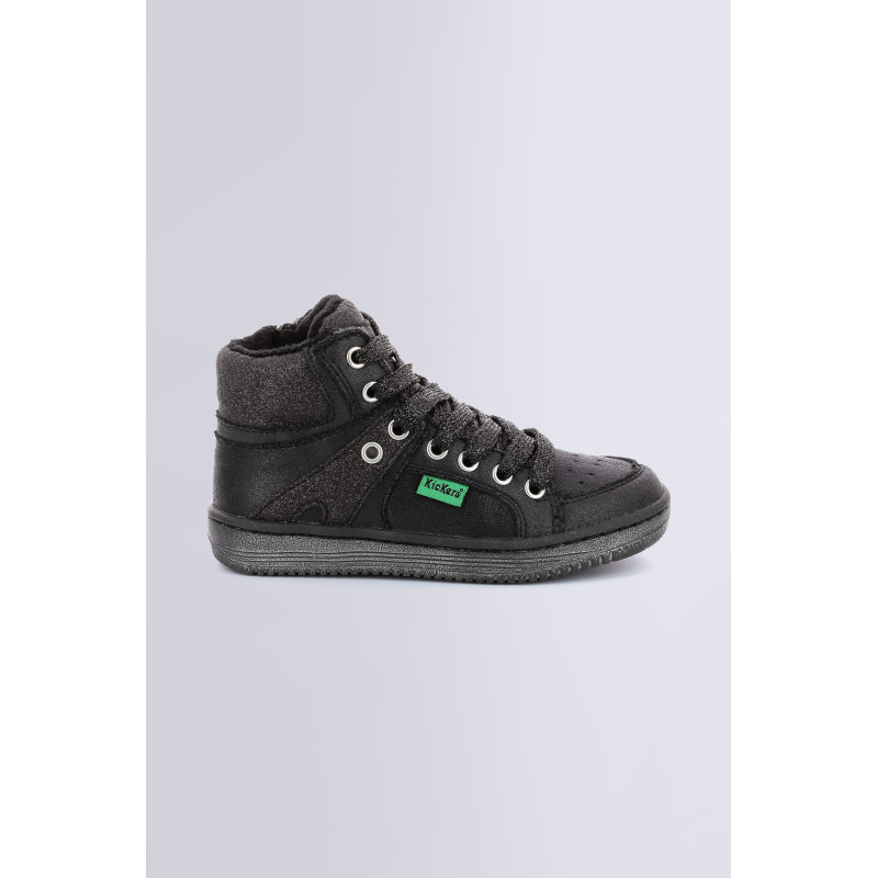 Lowell noir brillant baskets montantes garcon Kickers