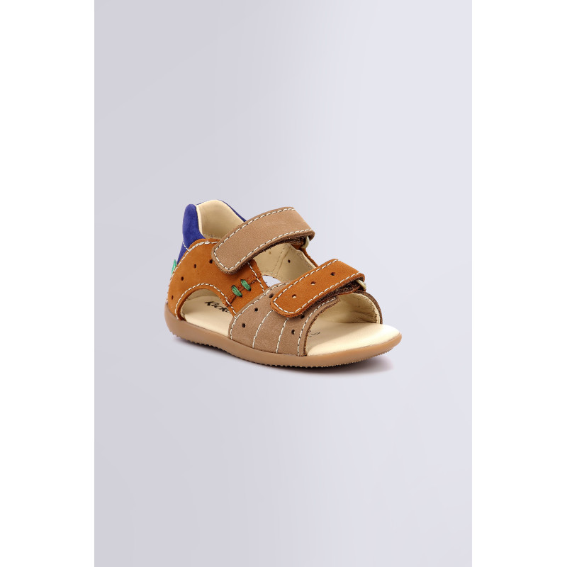 Boping beige camel and blue sandals for boy Kickers Official