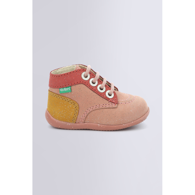 Bonbon pink red and yellow ankle boots for girl Kickers