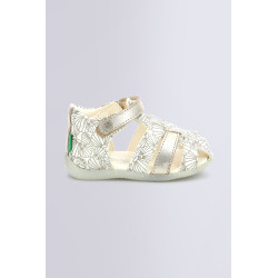 Bigflo white and silver shell sandals for girl Kickers
