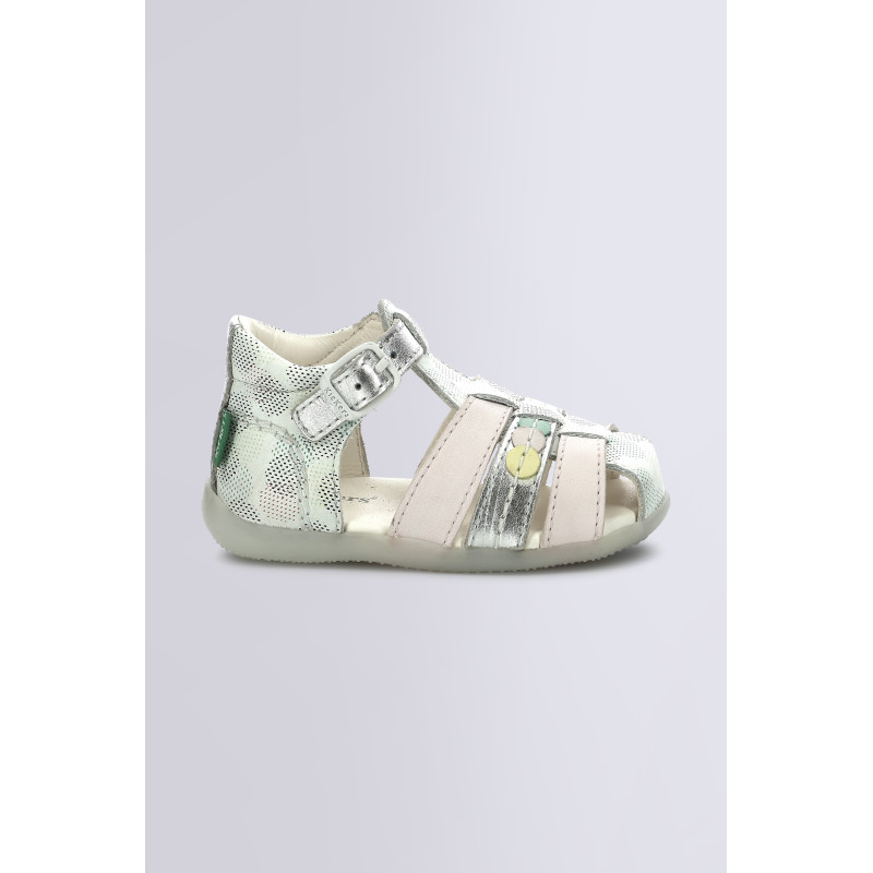 Bigfly sandales blanches rose et pois multicolore pour fille