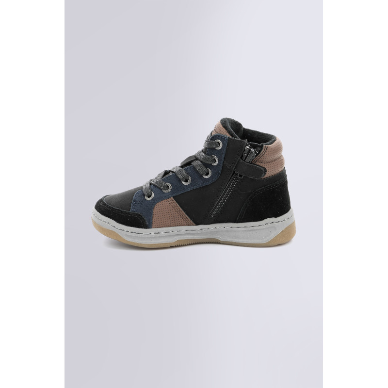 Kickosta black blue and brown high sneakers for boy Kickers