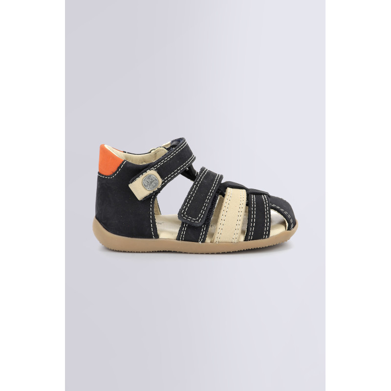 Bipod navy beige and orange sandals for boy Kickers Official