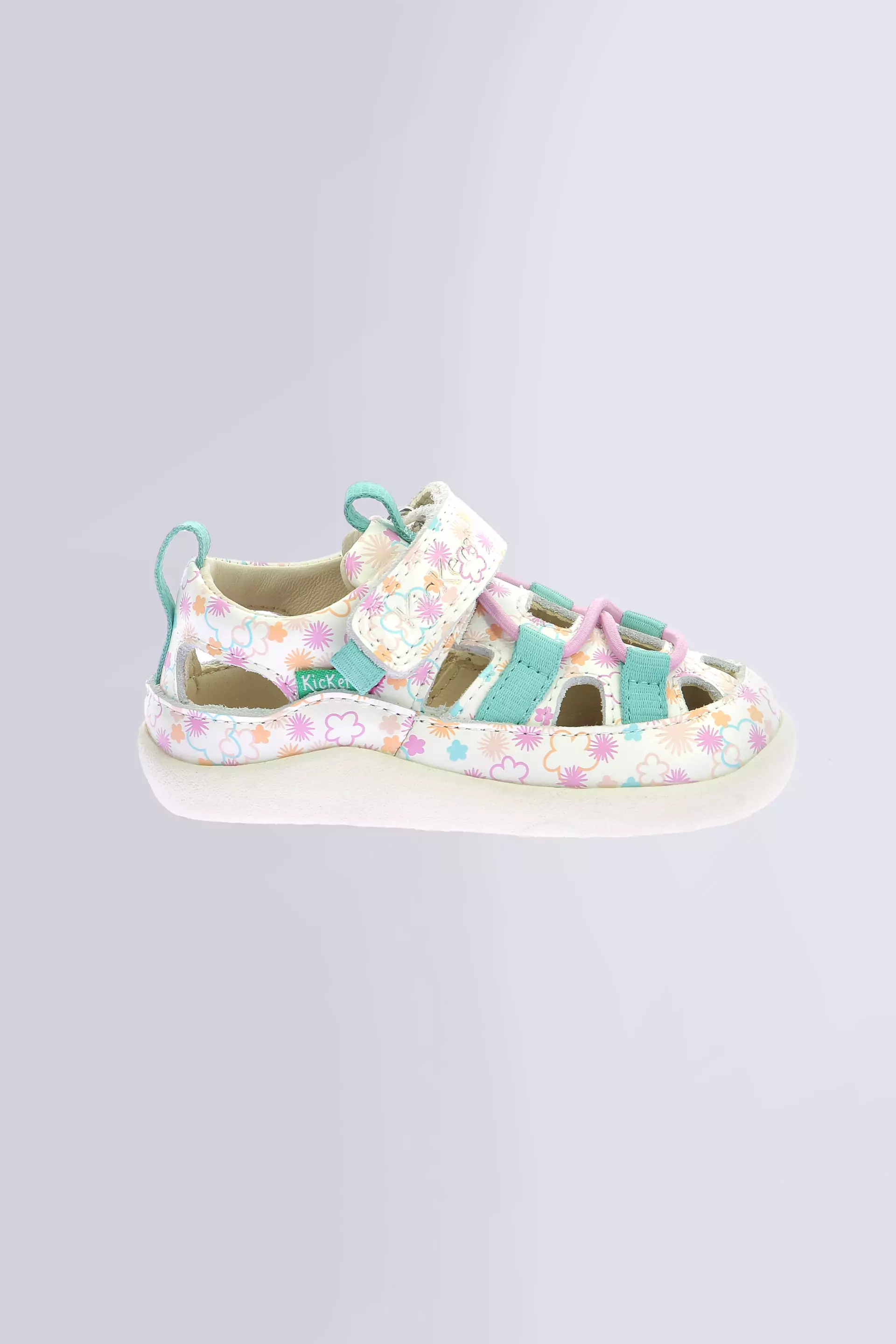 Kick Frony | Weiße Sandalen mit Blumenmuster für Mädchen | Kickers © Offizielle Seite