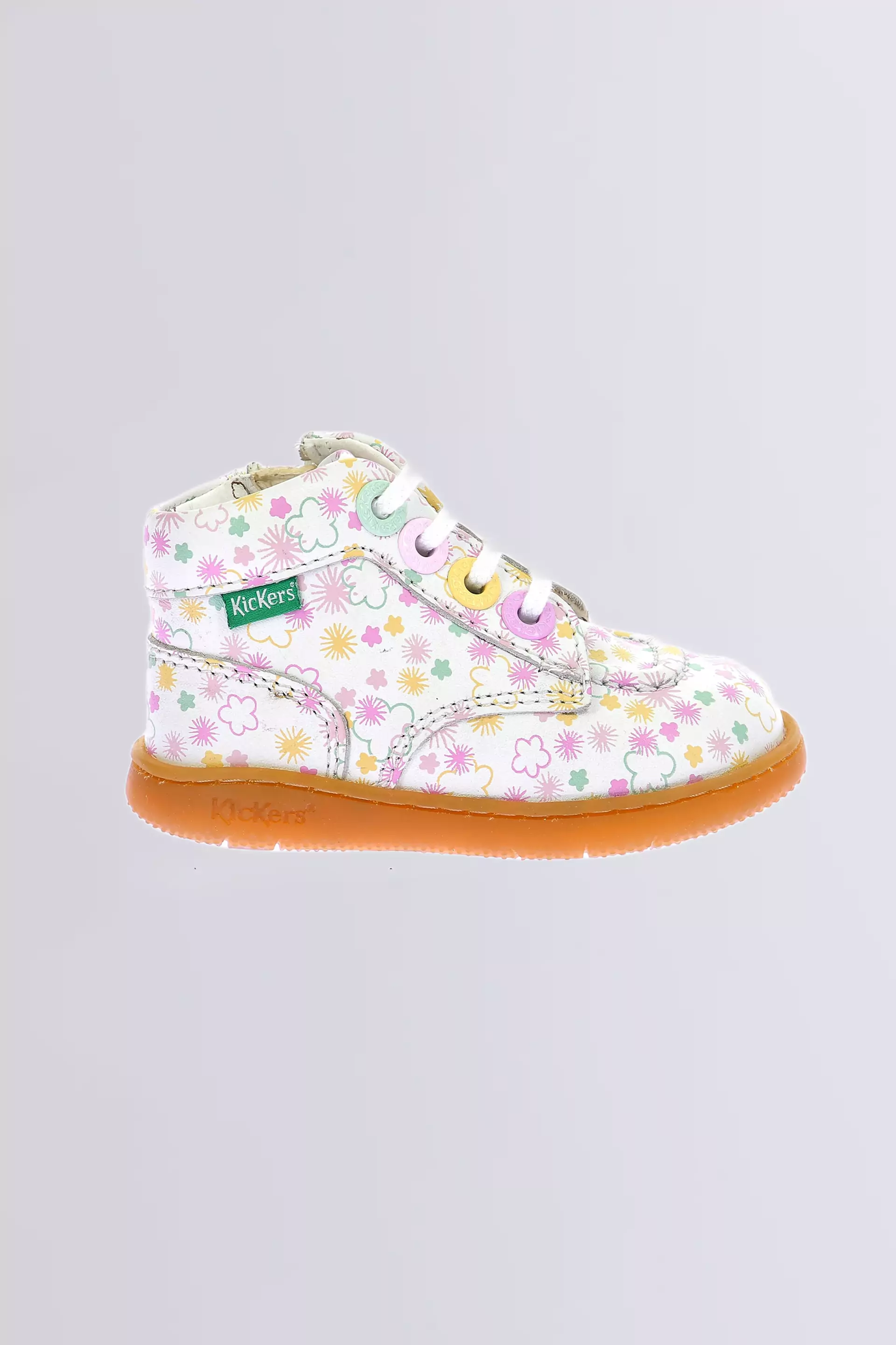 Kickiconic | White floral boots for baby girl | Kickers © Official Site