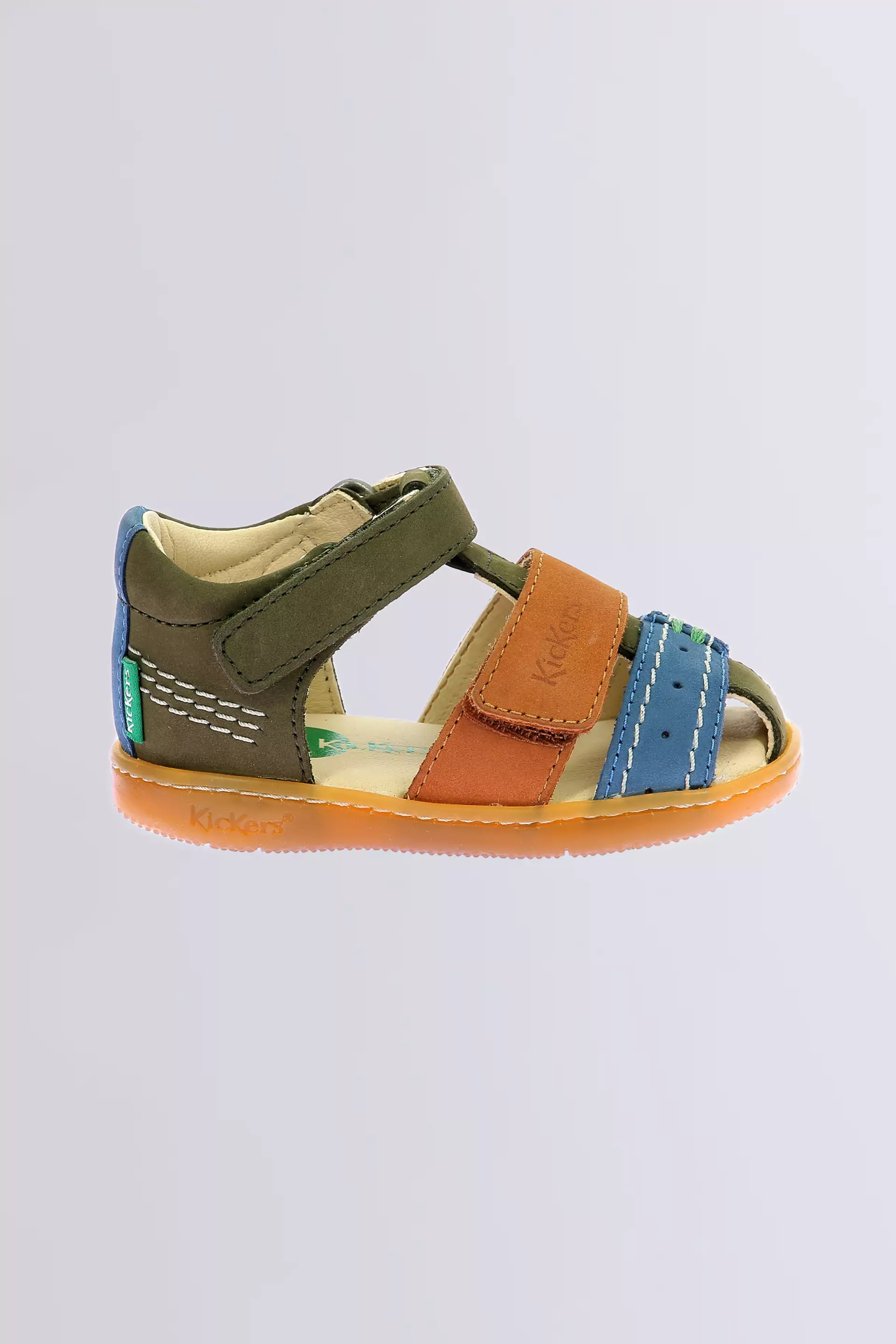 Kick Bazar - Sandali kaki, cammello e blu da ragazzo - Kickers © Sito ufficiale