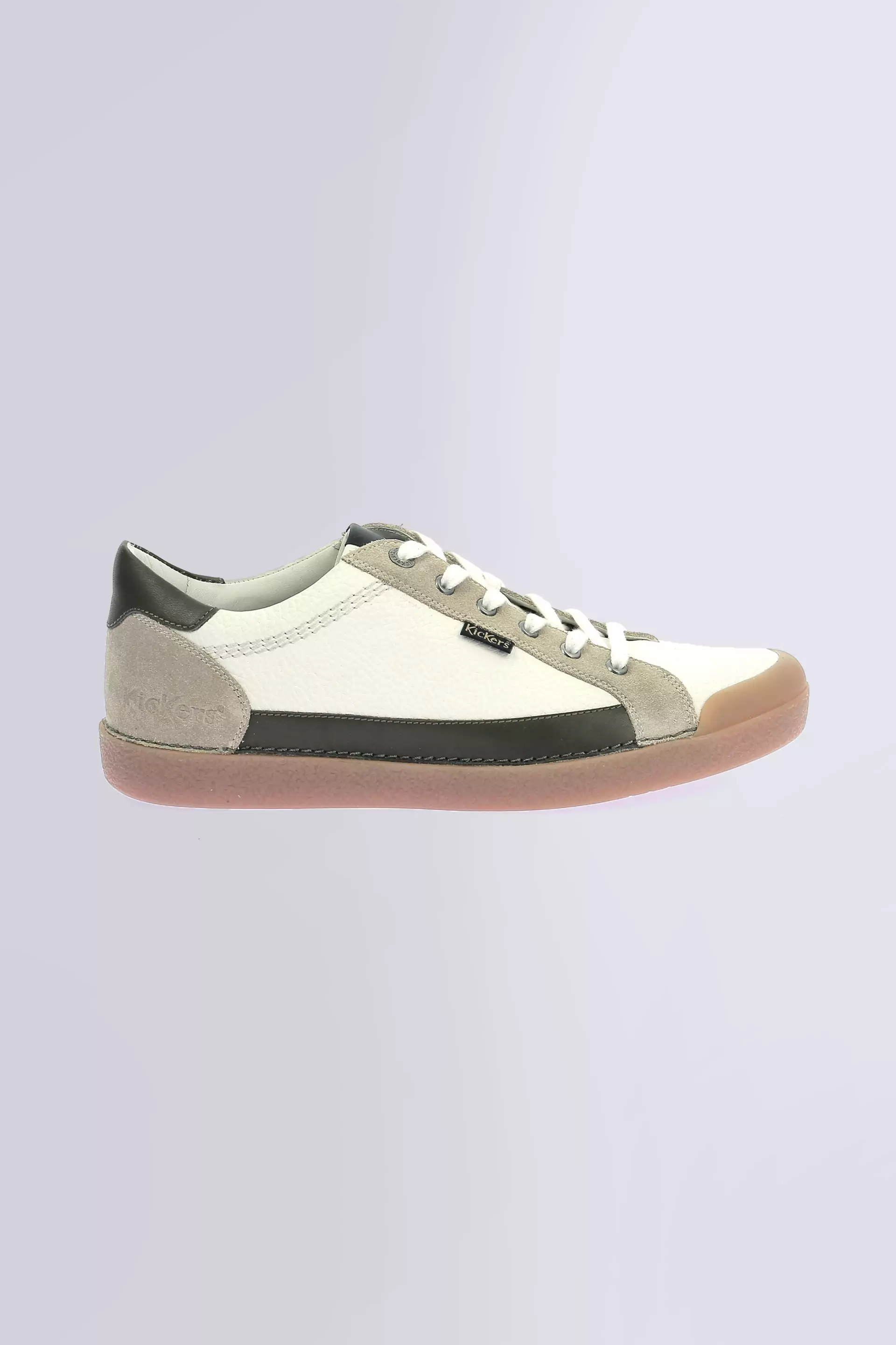 Kick Trainer - Baskets blanc, beige et kaki pour homme - Kickers © Site Officiel