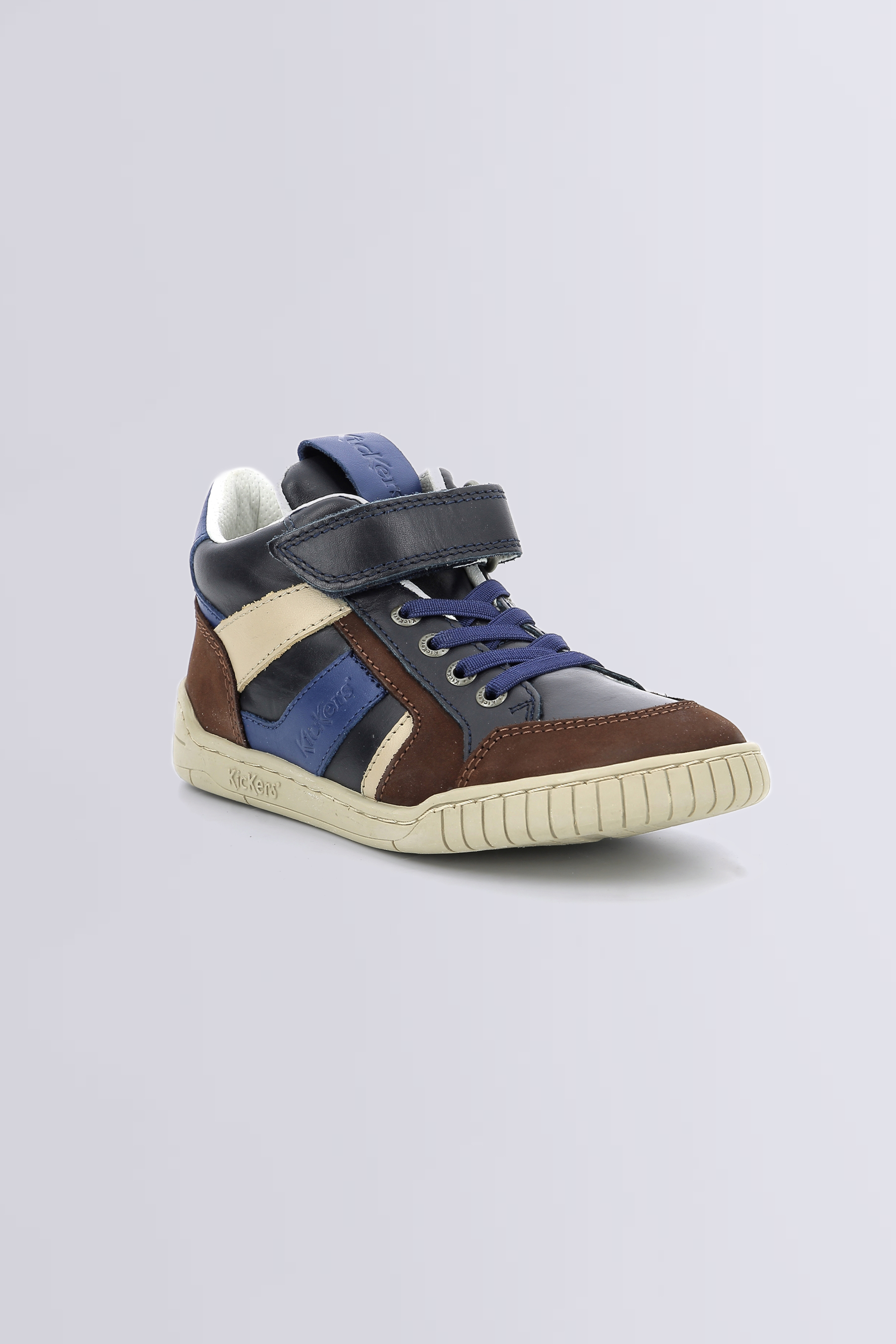 Wincky - Baskets Hautes marron, bleu et marine pour garçon - Kickers © Site Officiel