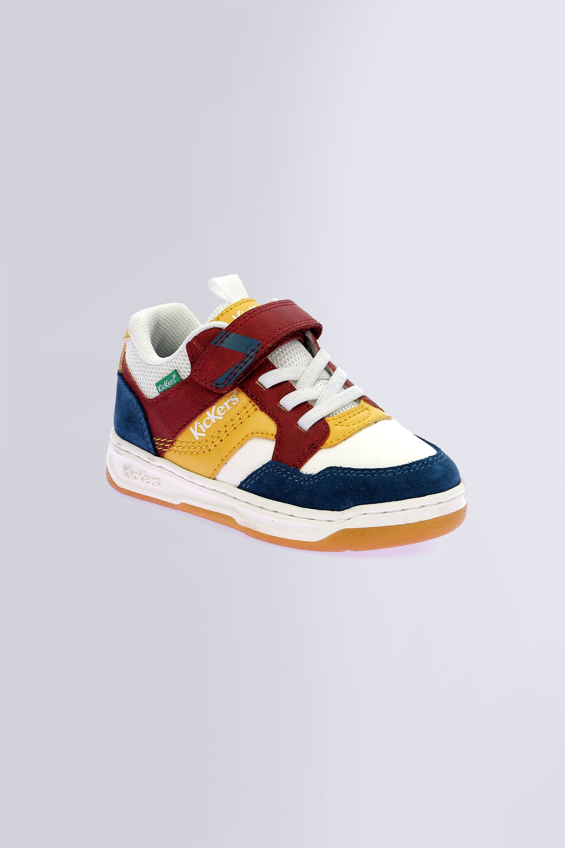 Kickarting white, burgundy and blue sneakers for boy - Kickers © Official website
