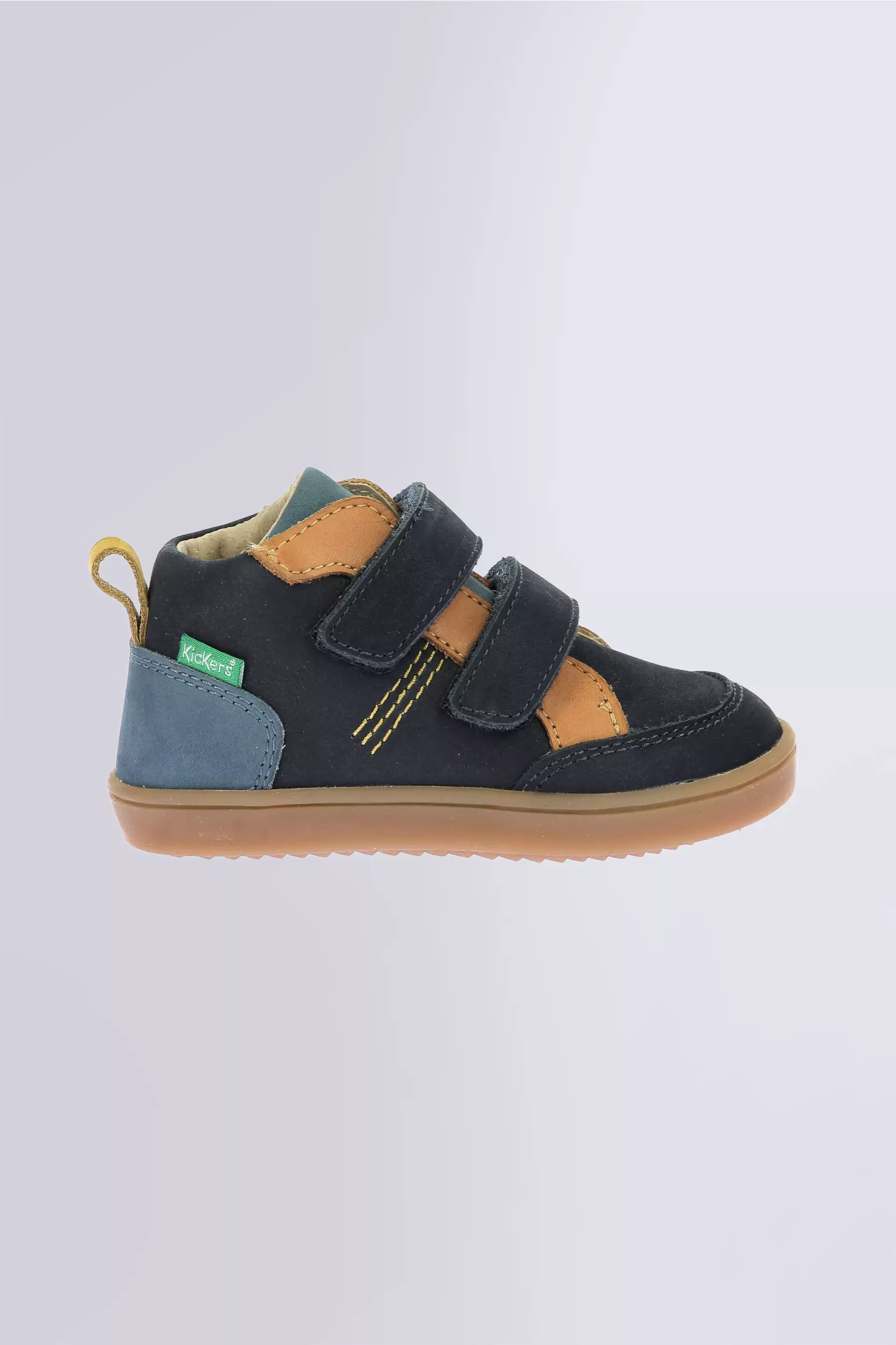 Kick Wetykro : navy, camel and blue high sneakers for boy - Kickers © Official website