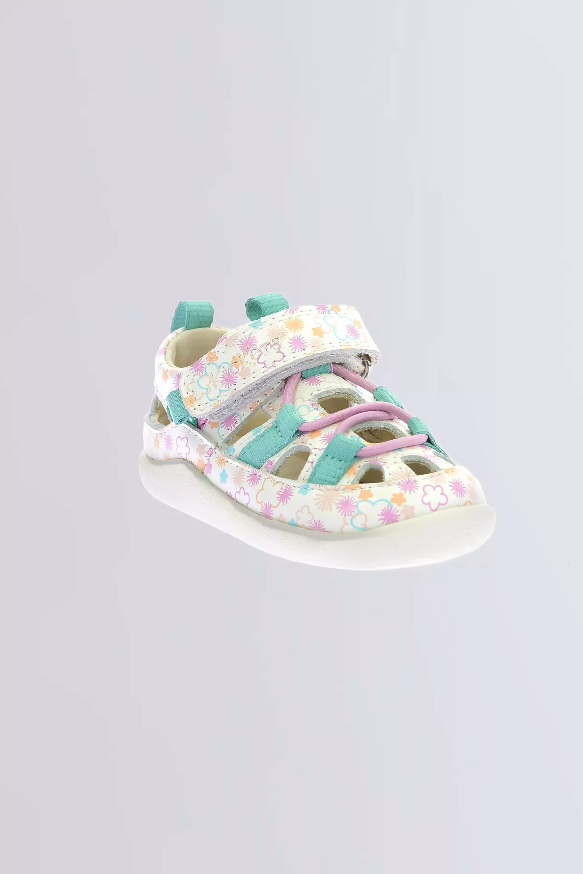 Kick Frony | Sandalias blancas con estampado floral para niña | Kickers © Sitio Oficial
