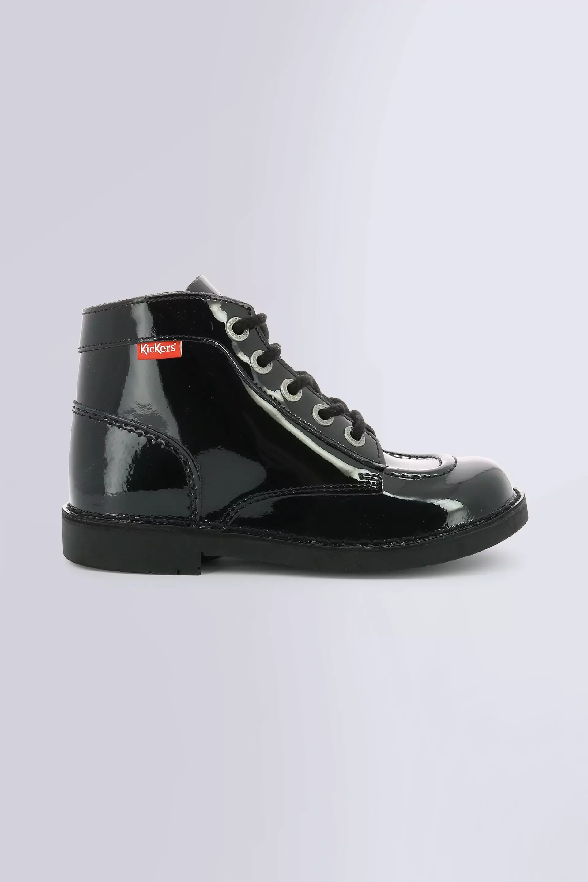 Kick Col - Bottines noires vernis pour fille et garçon - Kickers ©