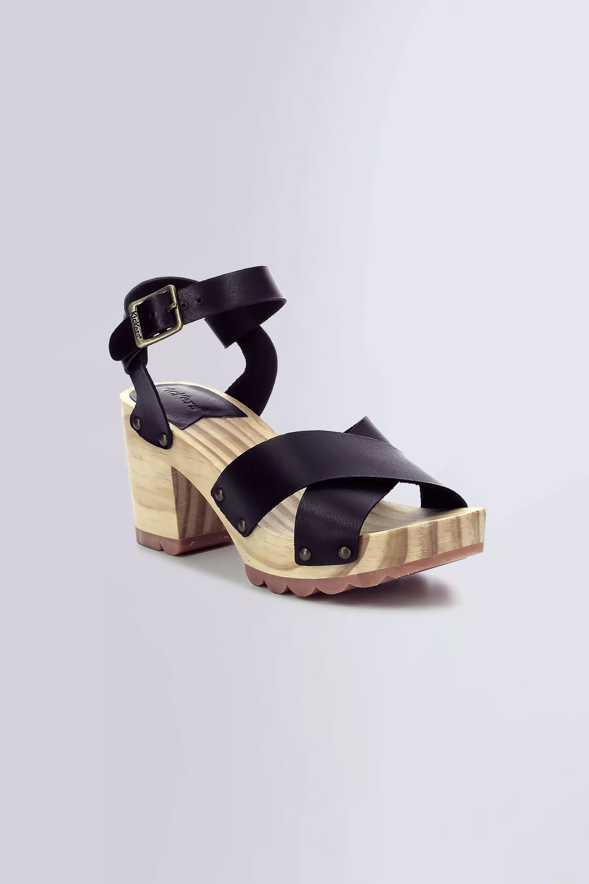 Kick Wise | Schwarze & Holz-Sandalen für Damen | Kickers © Offizielle Webseite