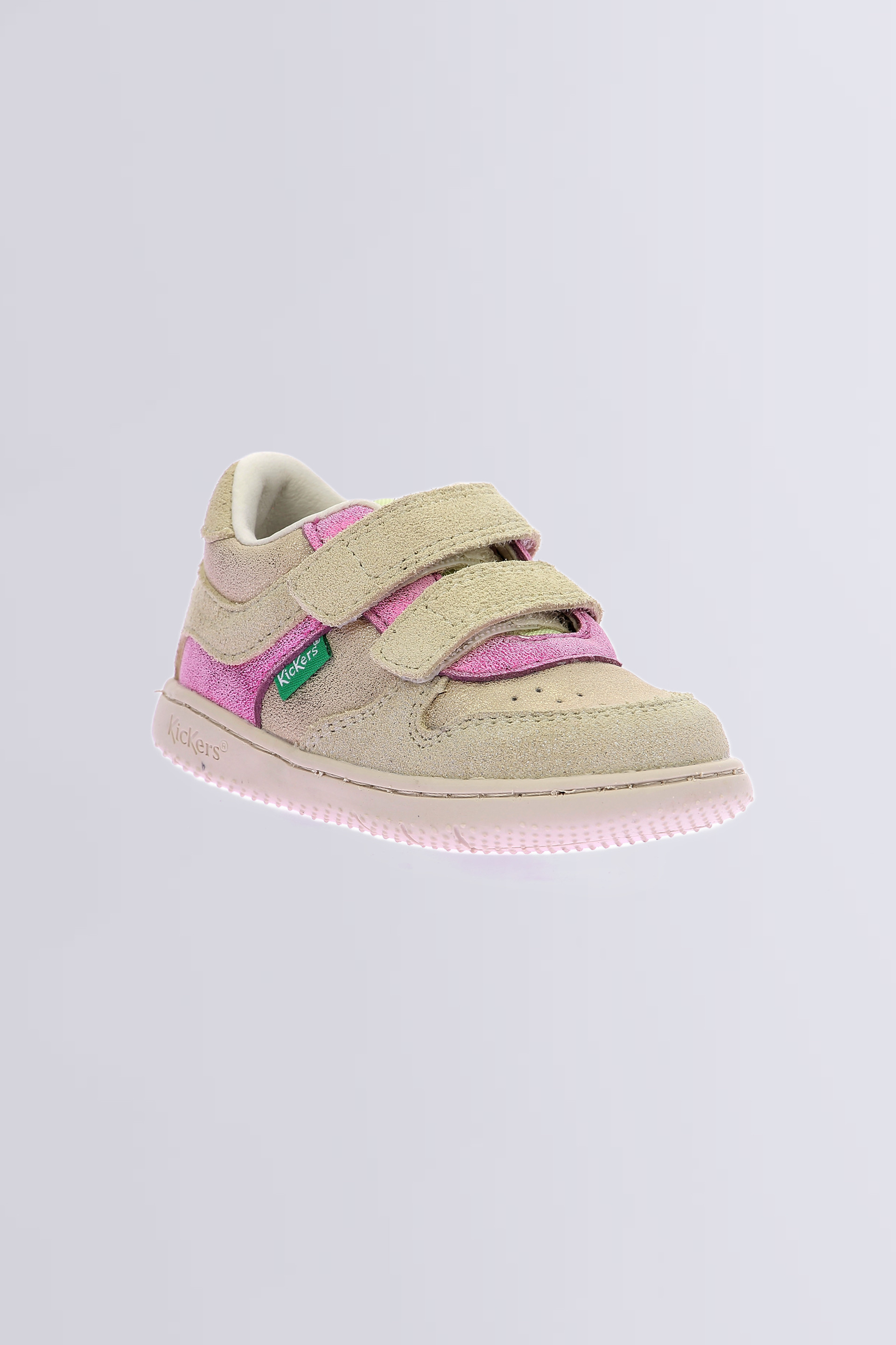 Kickmotion | Baskets beige et rose brillant pour fille | Kickers © Site Officiel