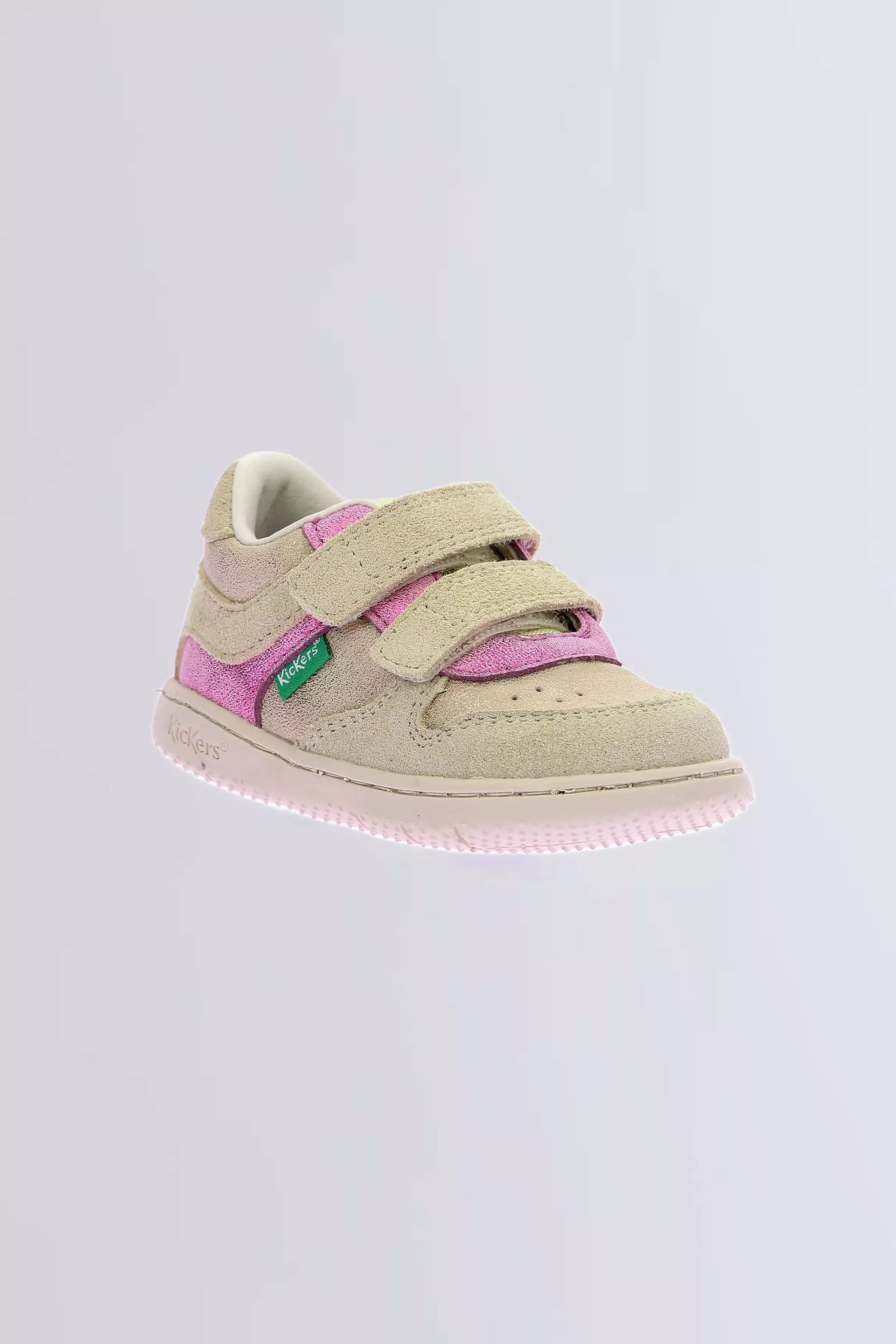 Kickmotion | Baskets beige et rose brillant pour fille | Kickers © Site Officiel Kickmotion | Baskets beige et rose brillant pour fille | Kickers © Site Officiel