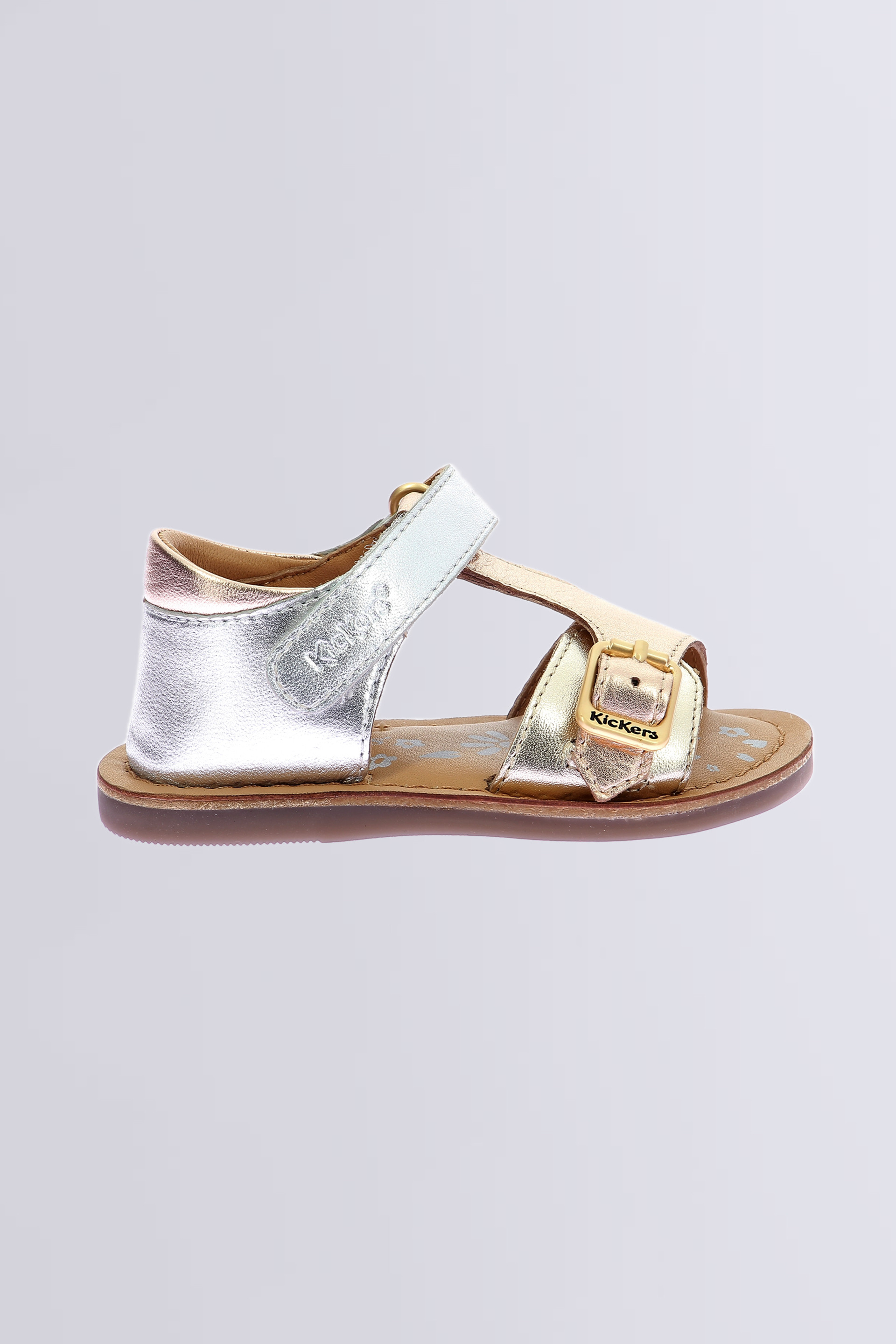 Diazzy silver, gold and pink sandals for girl - Kickers © Official website