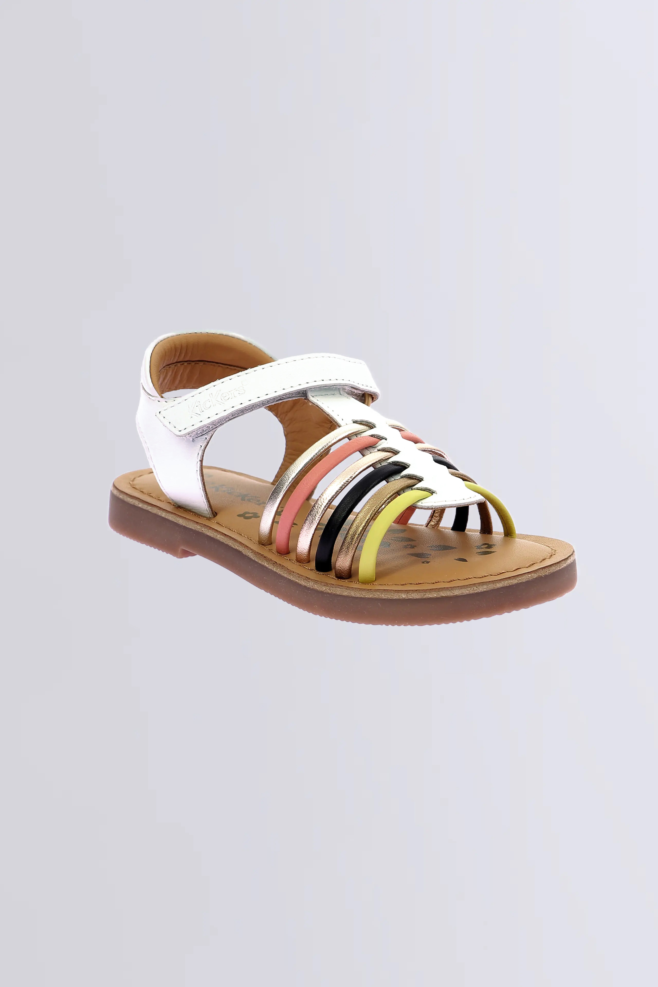 Kick Prella | Sandali bianchi e multicolore per bambina | Kickers © Sito Ufficiale