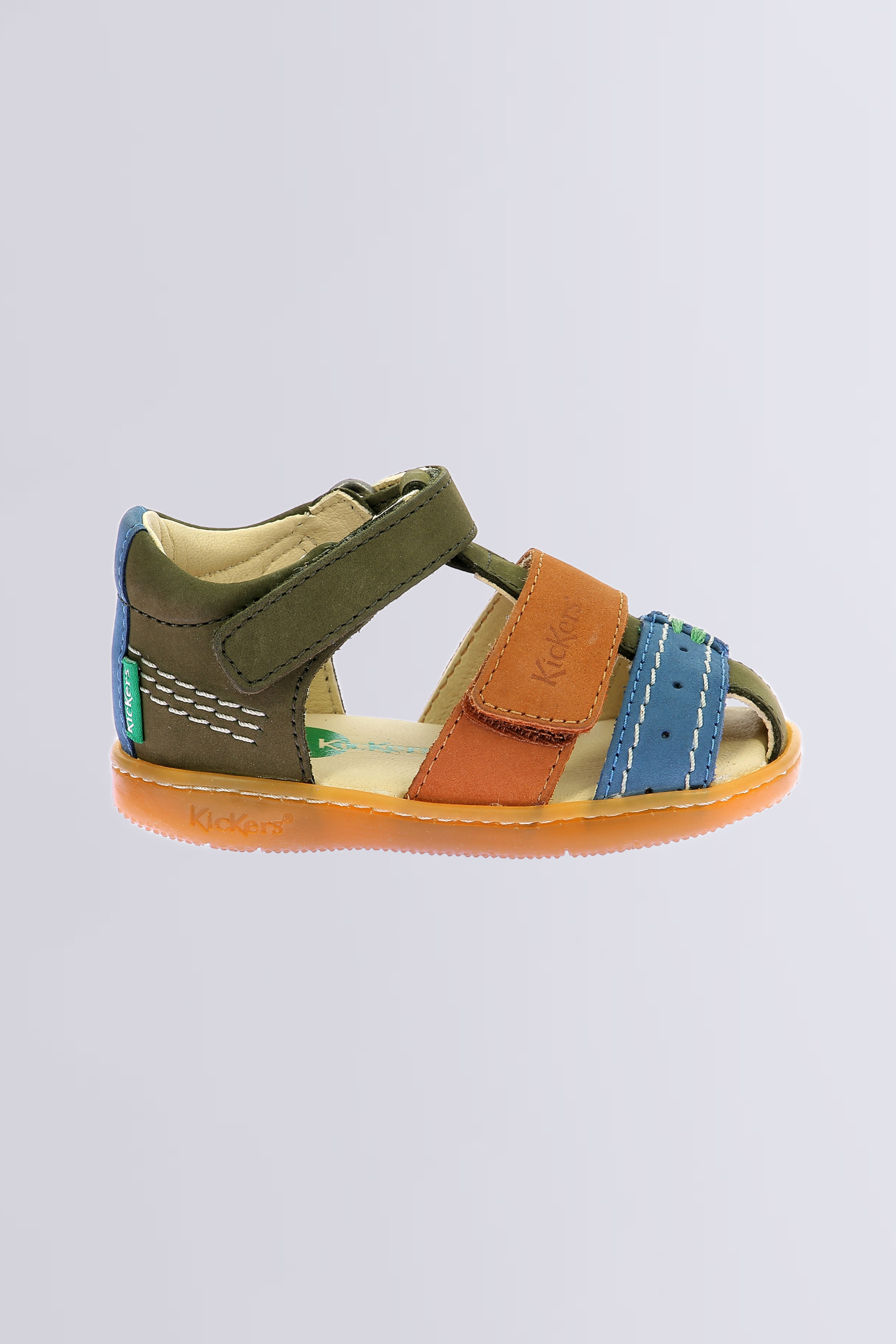 Kick Bazar kaki, camel and blue sandals for boy - Kickers © Official website