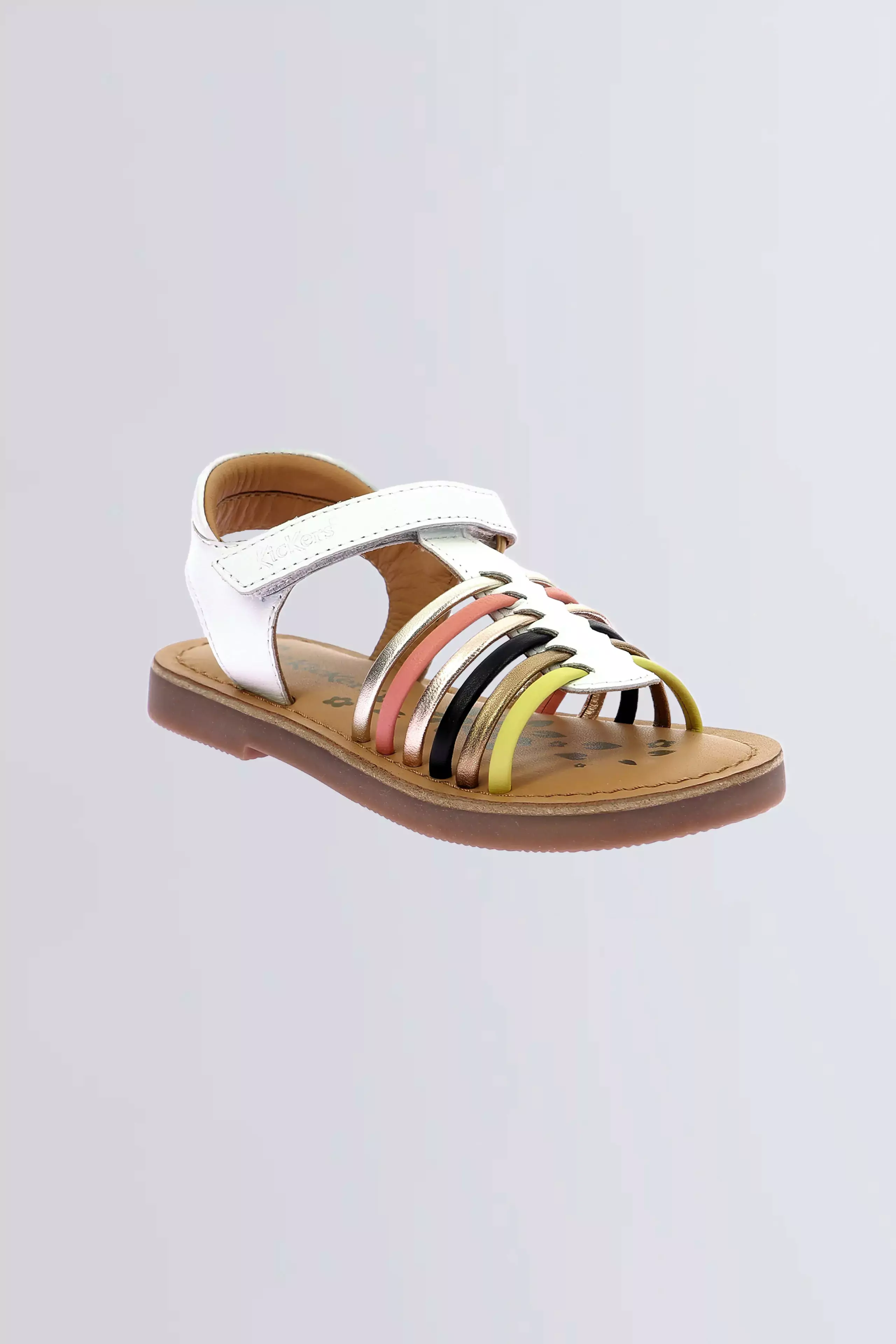 Kick Prella | Weiße und mehrfarbige Sandalen für Mädchen | Kickers © Offizielle Webseite