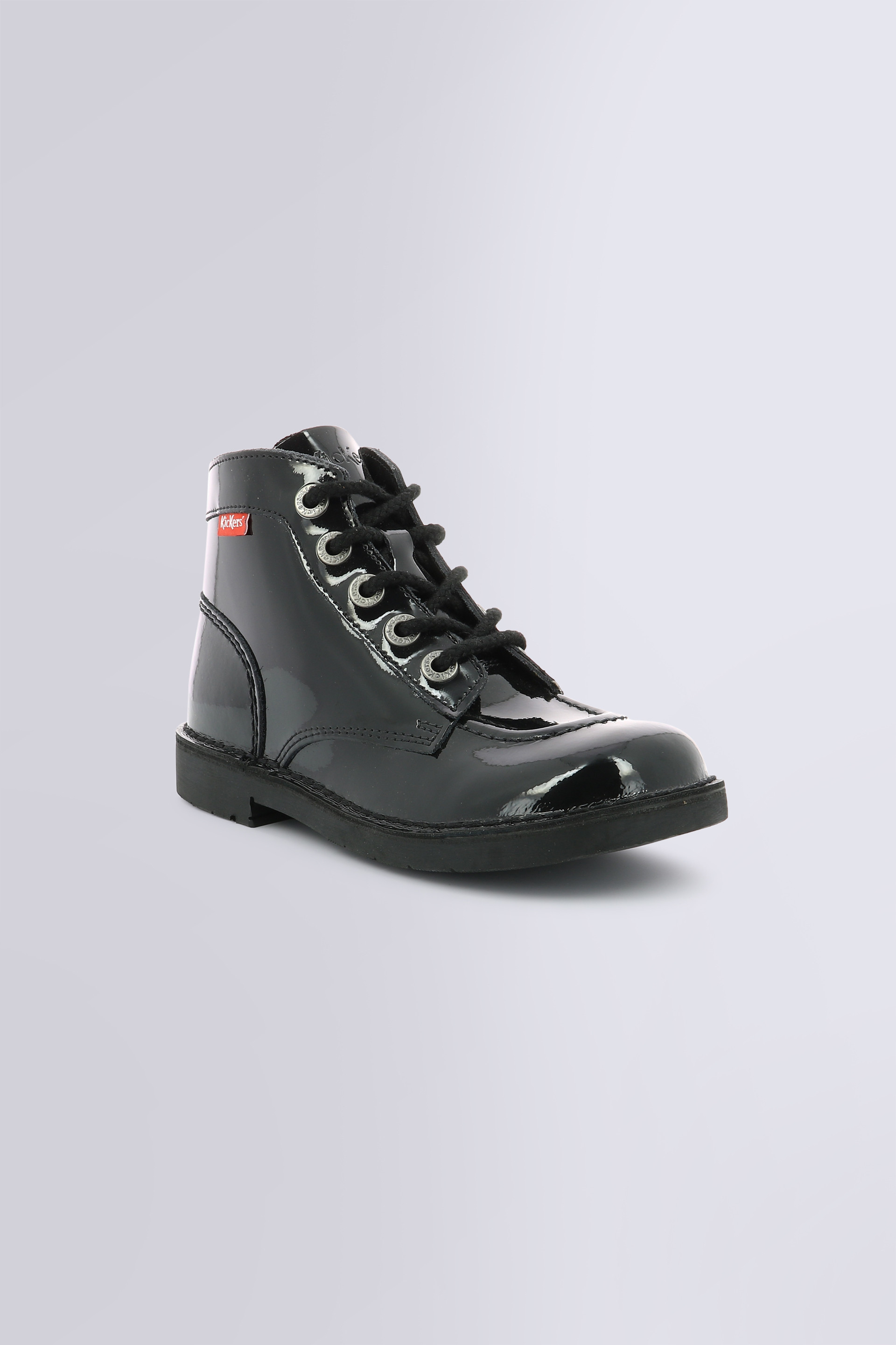 Kick Col - Bottines noires vernis pour fille et garçon - Kickers ©