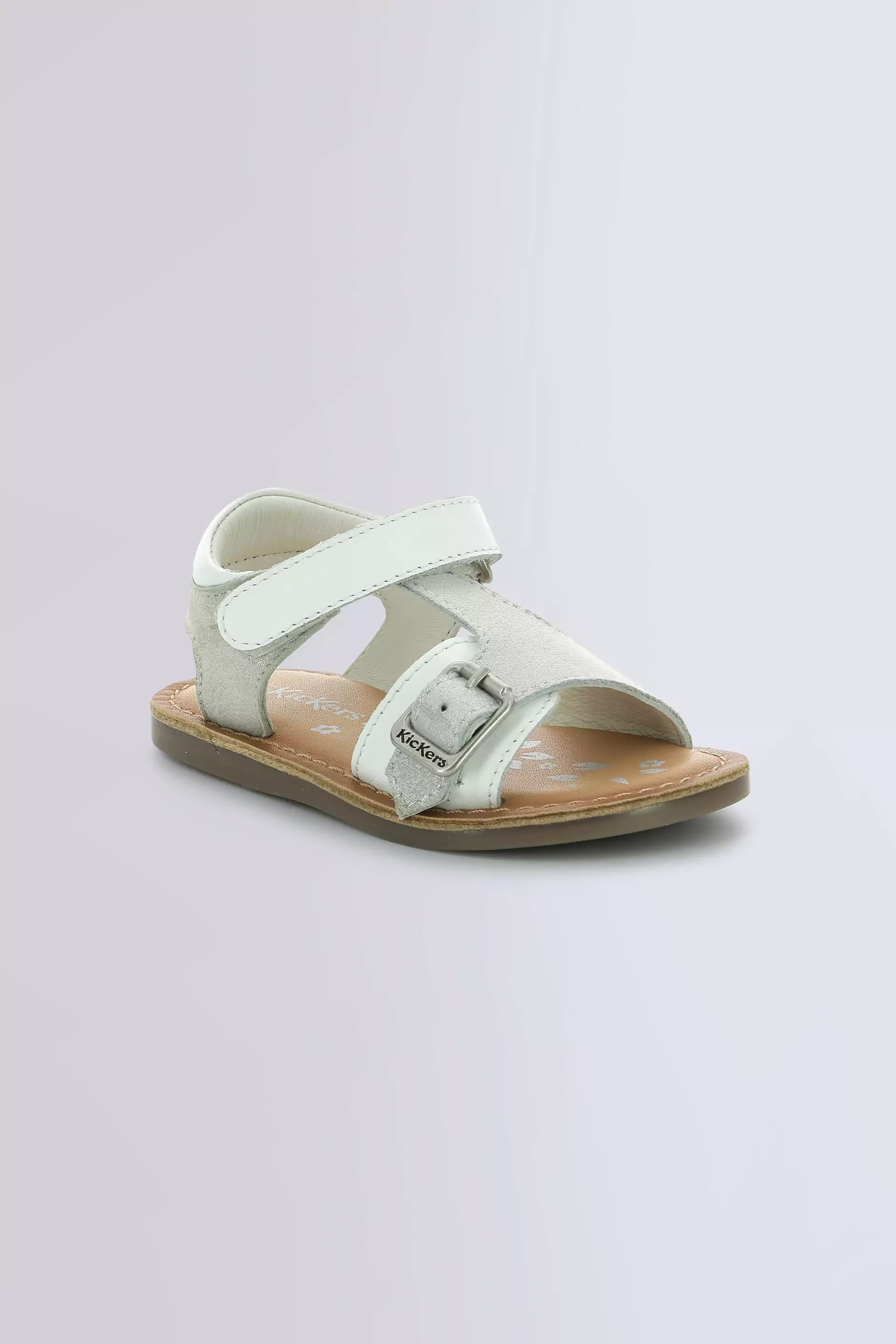 Diazz white and metallic silver sandals for girl - Kickers © Official website