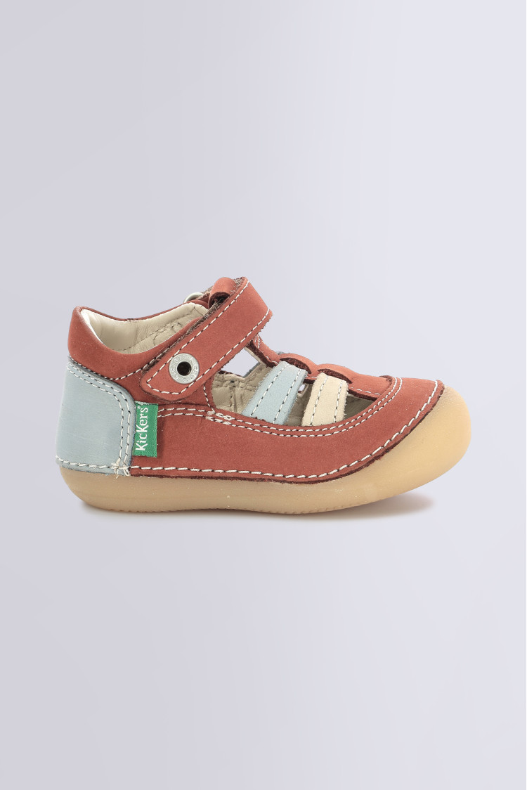 Sushy brown blue and beige T strap shoes for boy Kickers