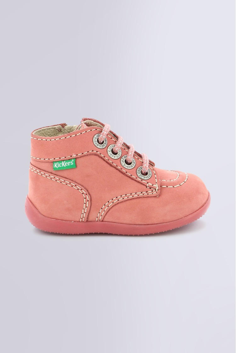 Bottillons cuir bébé fille Bonzip 2 KICKERS® 1ers pas - rose