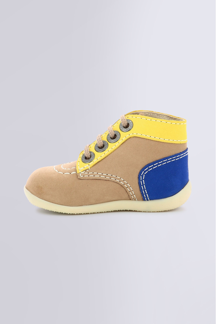 Bonbon beige yellow and navy Ankle boots for girl and boy