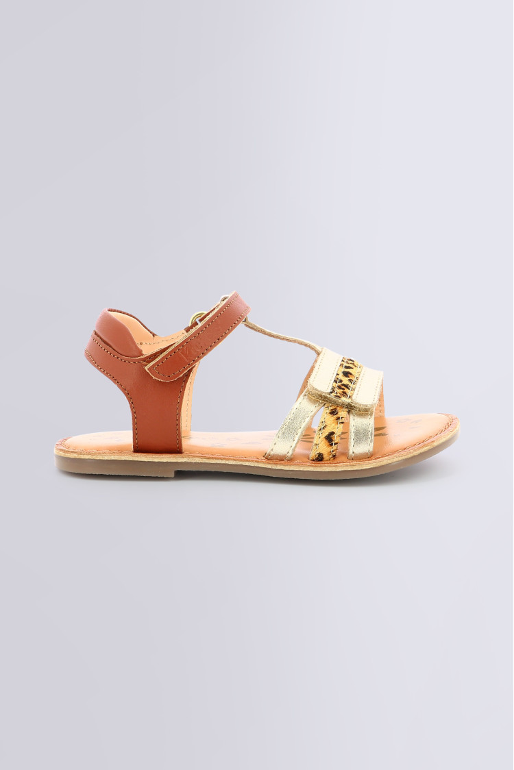 Diamanto gold and camel with leopard print Sandals for girl