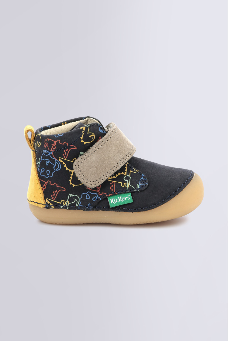 Sabio navy and yellow ankle boots for boy - Kickers © Official website