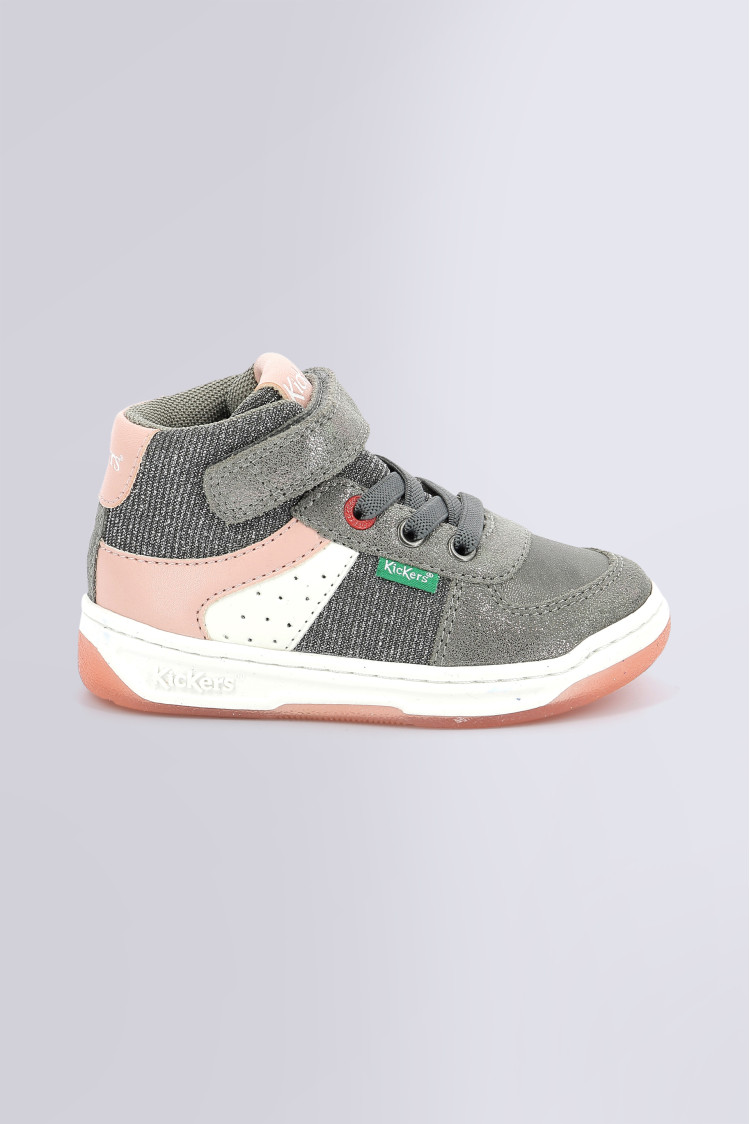 Kickalien Baskets Hautes gris rose et argent pour fille