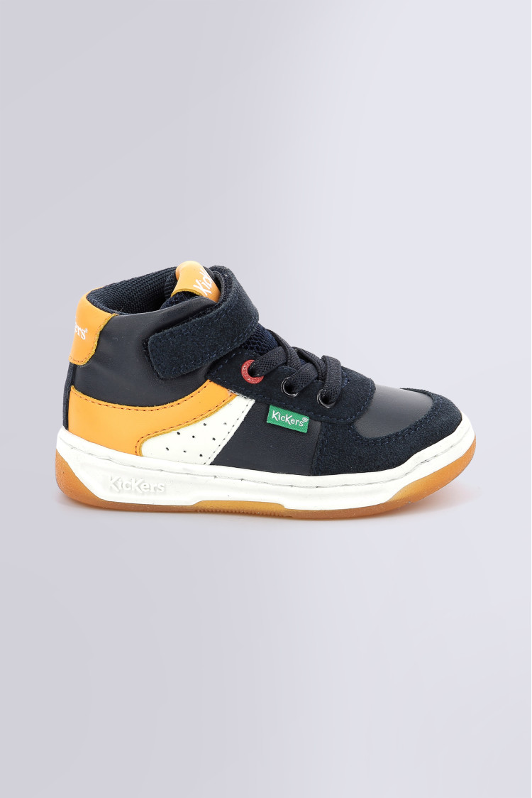 Kickalien navy white and orange high sneakers for boy Kickers