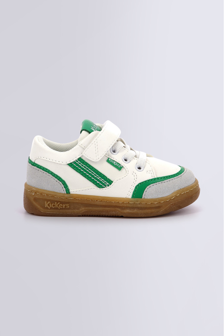 Kouic white grey and green sneakers for boy Kickers Official