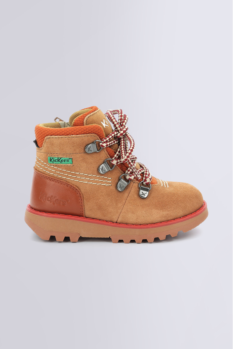 Bottillons Cuir Kickbonzip Marine Taupe Orange Kickers - Enfant