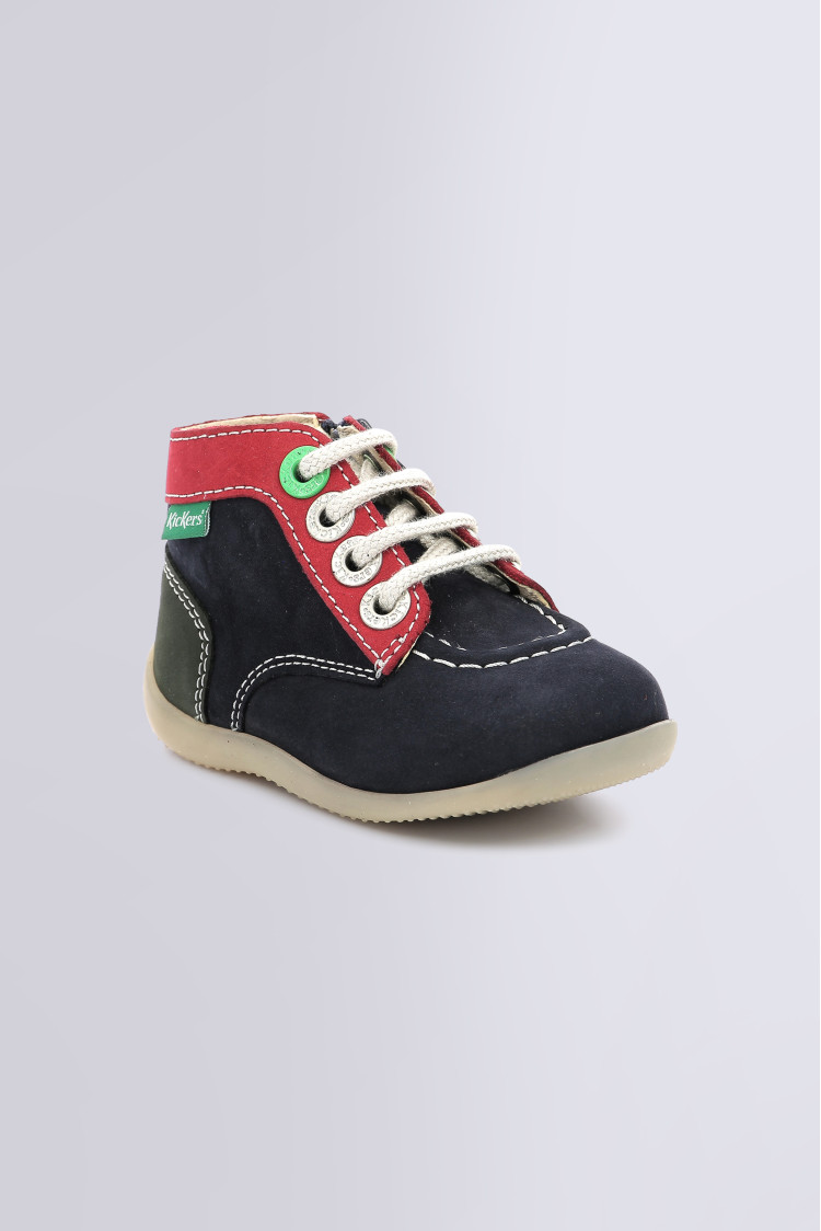 Bottines Kickers vert fonce garçon - BBONZIP 2 KAKI VERT TRICOLORE