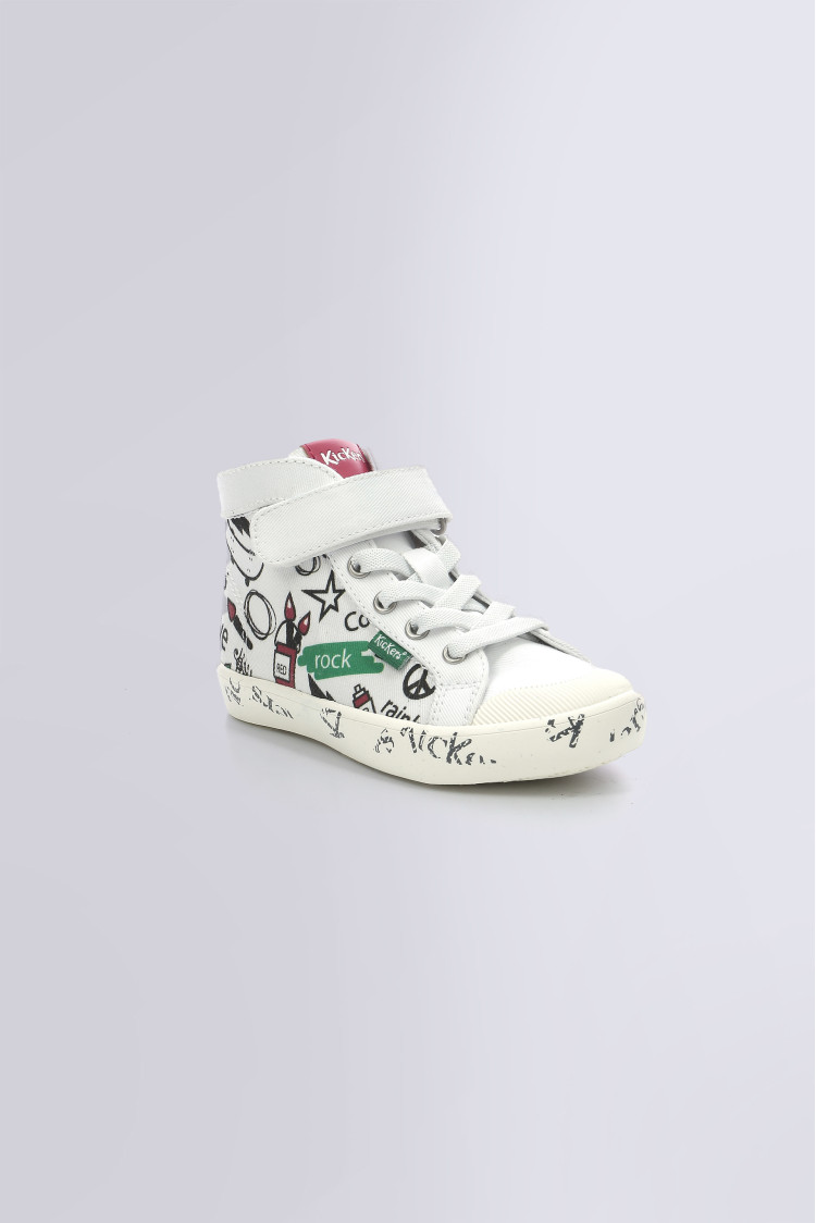 Godup sneakers hautes blanches rouge et vert street pour fille