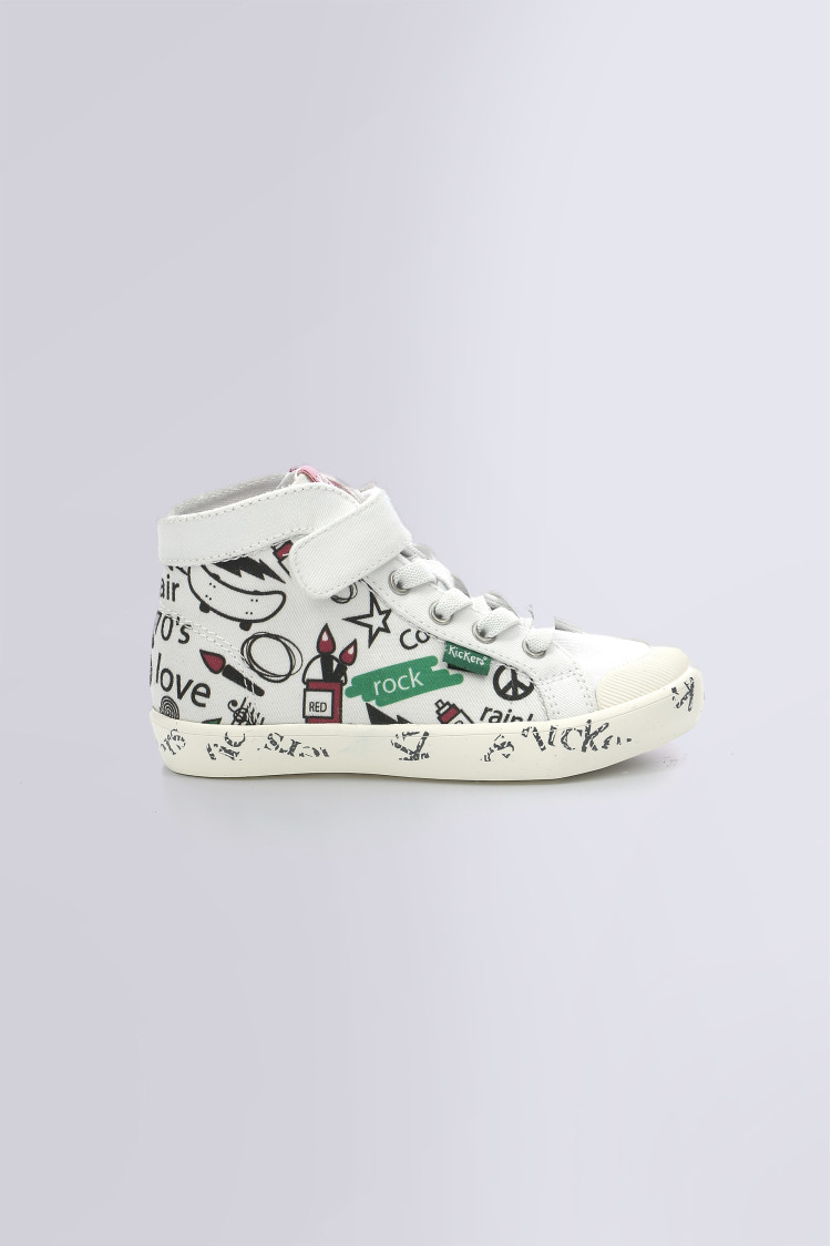 Godup sneakers hautes blanches rouge et vert street pour fille