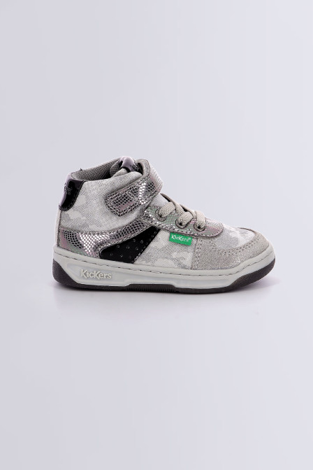 Achat chaussures Kickers Enfant Botte et Bottillon, vente Kickers LOWELL  Champagne - 739355 - Basket montante fille