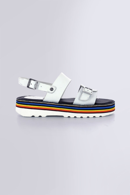 Kick Highlight - sandales blanches et semelle multicolore pour femme - Kickers © Site Officiel