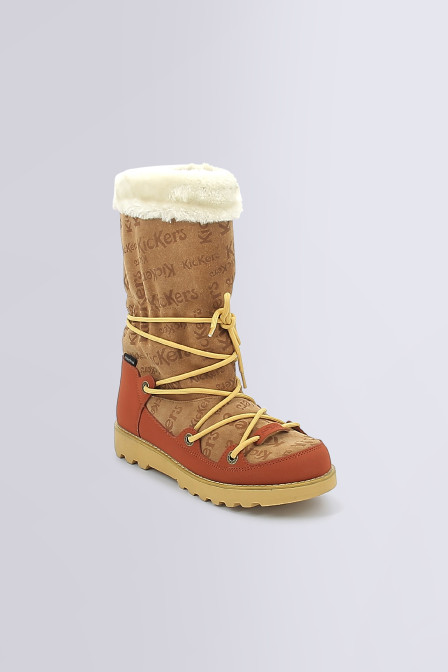 Kick Neosnow camel and rust ankle boots for woman - Kickers © Official website