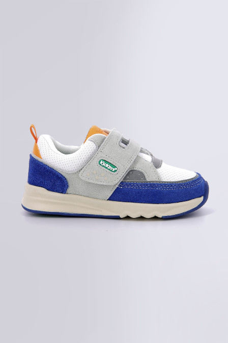 Kikustom - Sneakers blanc, bleu et orange pour garçon - Kickers © Site Officiel