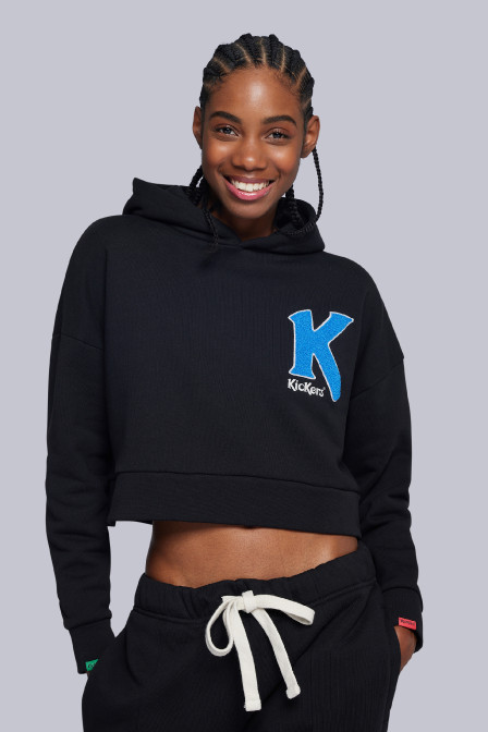 ORGANIC BIG-K CROP HOODIE NOIR