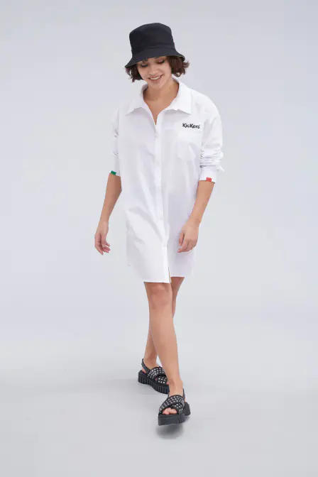 Kick Dress - Abito a camicia bianco da donna - Kickers © Sito ufficiale