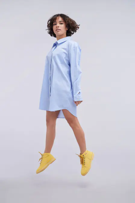 Kick Dress - Robe chemise bleue rayée pour femme - Kickers © Site Officiel