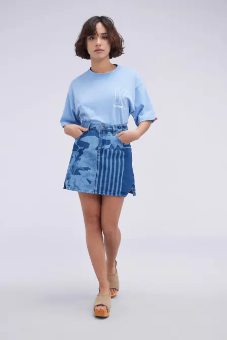 Kick Skirt - Jupe en jean camouflage pour femme - Kickers © Site Officiel