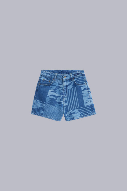 Kick Short - Jeansshorts in Camouflage-Blau für Frauen - Kickers © Offizielle Website Kick Short - Jeansshorts in Camouflage-Blau für Frauen - Kickers © Offizielle Website