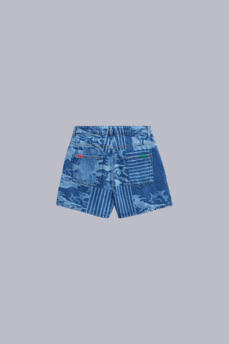 Kick Short - Women's blue camouflage denim shorts - Kickers © Official website