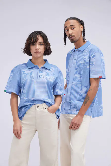 Kick Polo - Polo bleu camouflage unisexe - Kickers © Site Officiel
